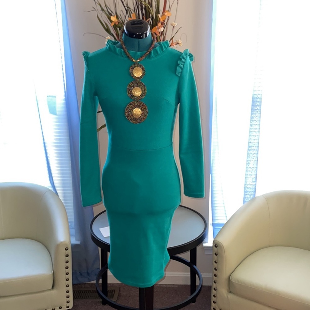 Collection | Vibrant Green Long Sleeve Sweater Dress​